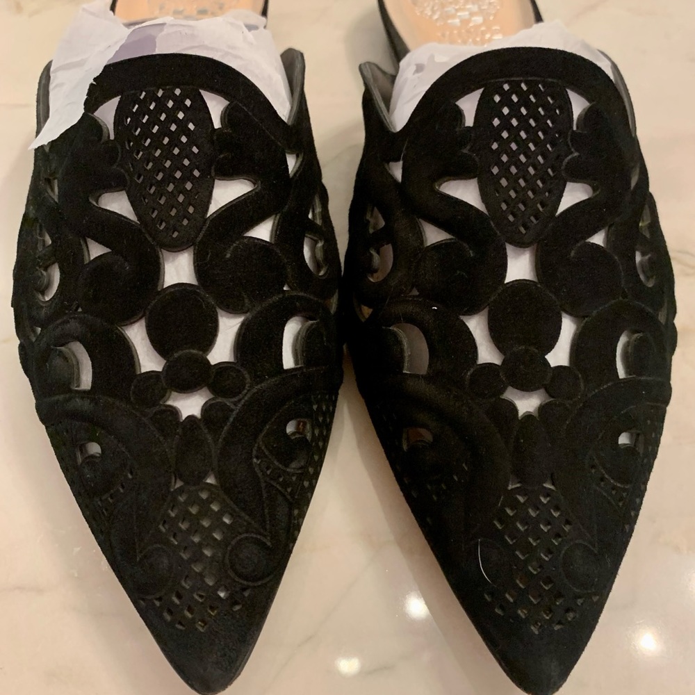 Vince Camuto velvet cut out slides